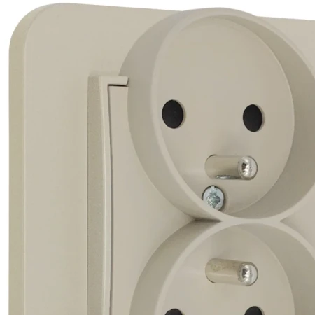 Gniazdo podwójne z ramką zaokrągloną seria MINI kolor taupe