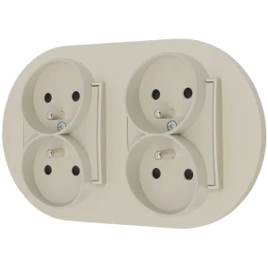 Dwa gniazda podwójne z ramką okrągłą seria MINI kolor taupe