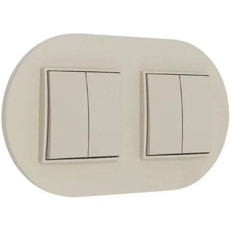 Dwa włączniki podwójne z ramką okrągłą seria MINI kolor taupe