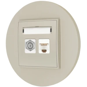 Gniazdo rj45/antenowe z ramką okrągłą seria MINI kolor taupe