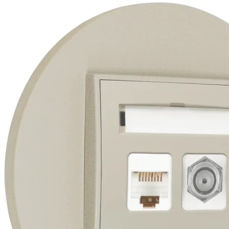 Gniazdo rj45/antenowe z ramką okrągłą seria MINI kolor taupe