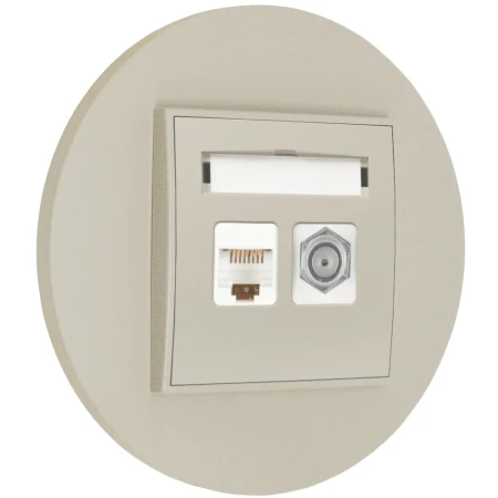Gniazdo rj45/antenowe z ramką okrągłą seria MINI kolor taupe