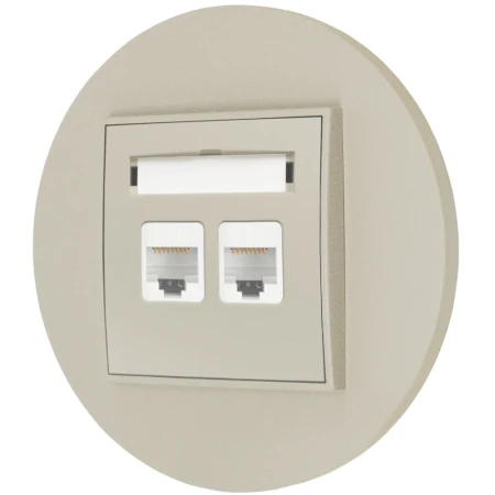 Gniazdo internetowe rj45 2x z ramką okrągłą seria MINI kolor taupe
