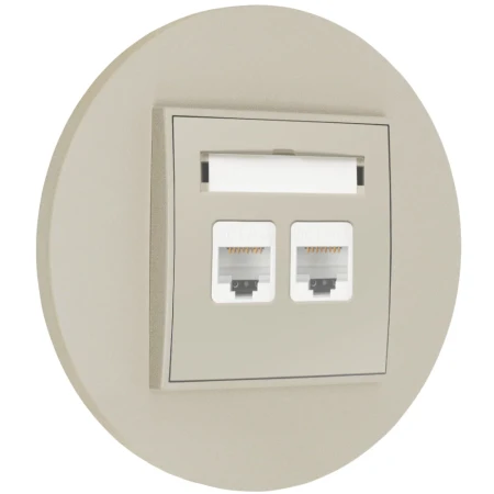 Gniazdo internetowe rj45 2x z ramką okrągłą seria MINI kolor taupe