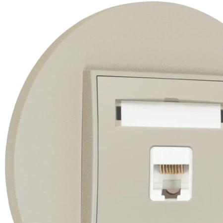 Gniazdo internetowe rj45 1x z ramką okrągłą seria MINI kolor taupe