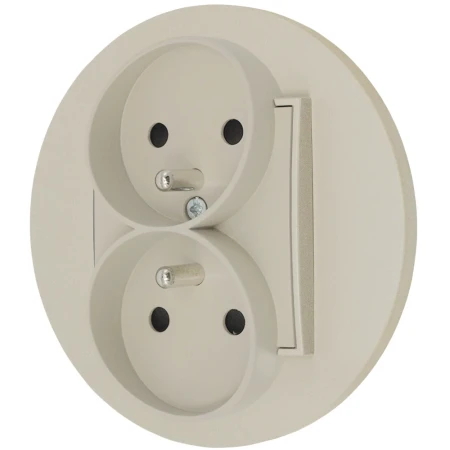Gniazdo podwójne z ramką okrągłą seria MINI kolor taupe
