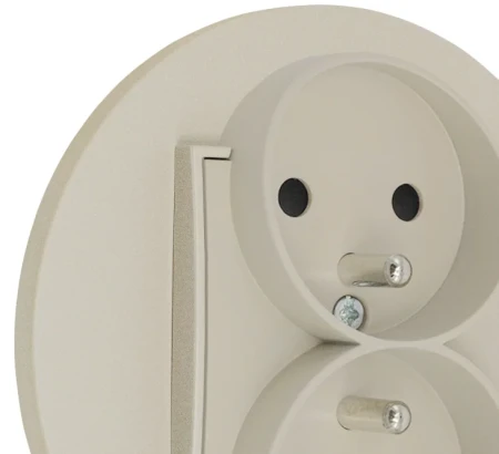 Gniazdo podwójne z ramką okrągłą seria MINI kolor taupe