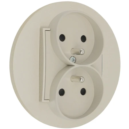 Gniazdo podwójne z ramką okrągłą seria MINI kolor taupe