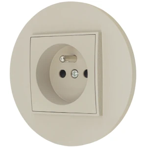 Gniazdo pojedyncze z ramką okrągłą seria MINI kolor taupe