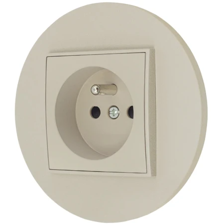 Gniazdo pojedyncze z ramką okrągłą seria MINI kolor taupe