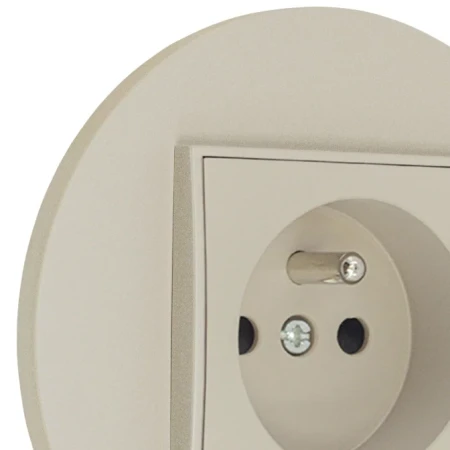 Gniazdo pojedyncze z ramką okrągłą seria MINI kolor taupe