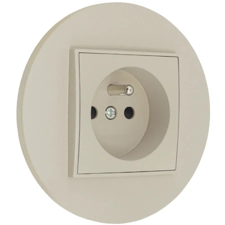 Gniazdo pojedyncze z ramką okrągłą seria MINI kolor taupe