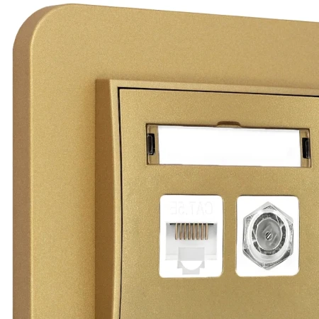 Gniazdo rj45/antenowe z ramką zaokrągloną seria MINI kolor złoty
