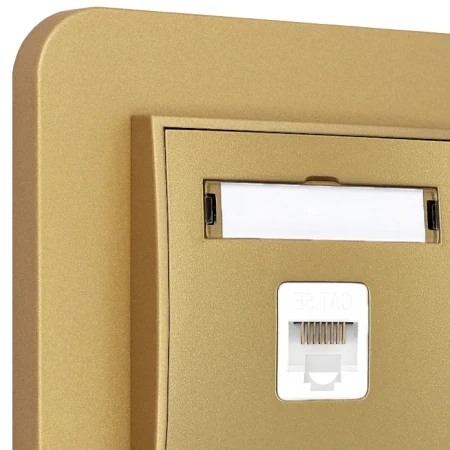 Gniazdo internetowe rj45 1x z ramką zaokrągloną seria MINI kolor złoty