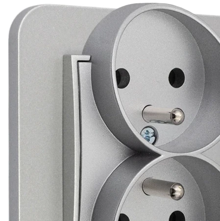 Gniazdo podwójne z ramką zaokrągloną seria MINI kolor srebrny