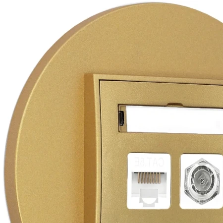 Gniazdo rj45/antenowe z ramką okrągłą seria MINI kolor złoty