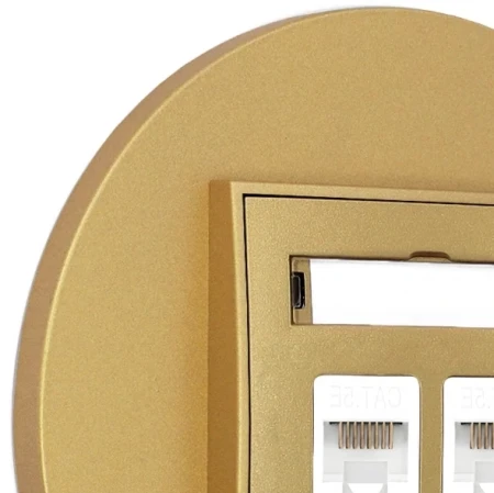 Gniazdo internetowe rj45 2x z ramką okrągłą seria MINI kolor złoty