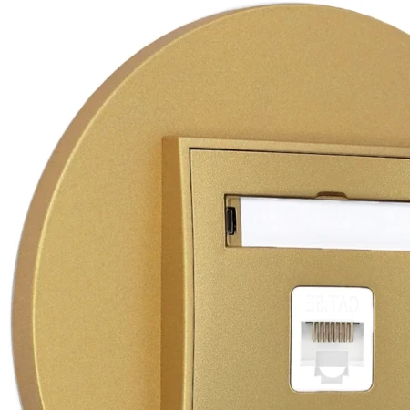 Gniazdo internetowe rj45 1x z ramką okrągłą seria MINI kolor złoty