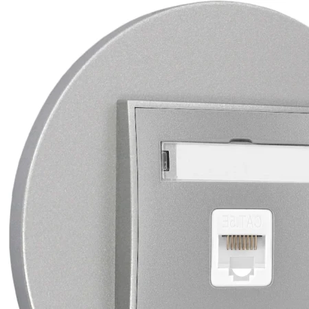 Gniazdo internetowe rj45 1x z ramką okrągłą seria MINI kolor srebrny