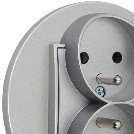 Gniazdo podwójne z ramką okrągłą seria MINI kolor srebrny