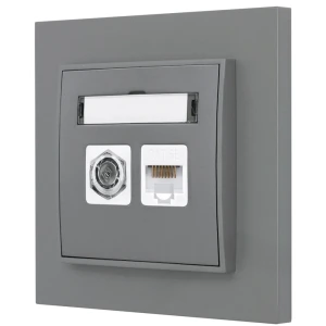 Gniazdo rj45/antenowe z ramką prostą seria MINI kolor szary mat