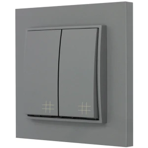 Włącznik krzyżowy podwójny z ramką prostą seria MINI kolor szary mat