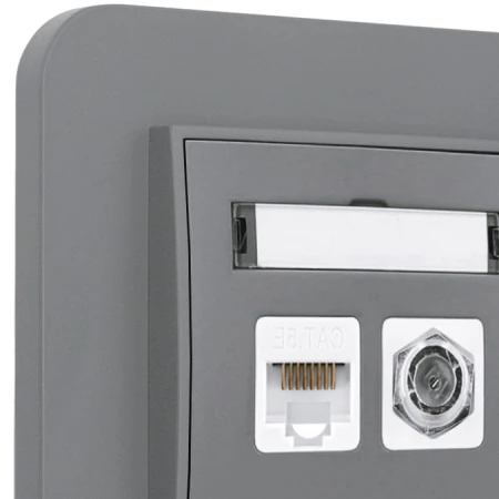 Gniazdo rj45/antenowe z ramką zaokrągloną seria MINI kolor szary mat
