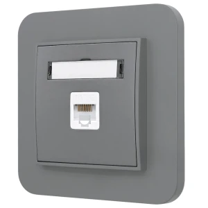 Gniazdo internetowe rj45 1x z ramką zaokrągloną seria MINI kolor szary mat