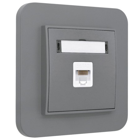 Gniazdo internetowe rj45 1x z ramką zaokrągloną seria MINI kolor szary mat