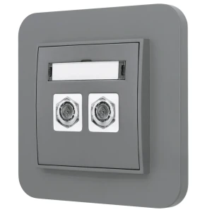 Gniazdo antenowe 2x z ramką zaokrągloną seria MINI kolor szary mat