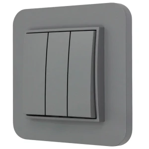 Włącznik potrójny z ramką zaokrągloną seria MINI kolor szary mat