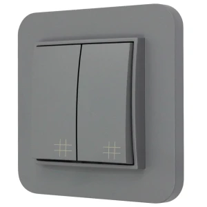 Włącznik krzyżowy podwójny z ramką zaokrągloną seria MINI kolor szary mat