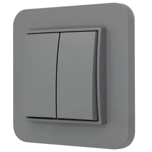 Włącznik podwójny z ramką zaokrągloną seria MINI kolor szary mat