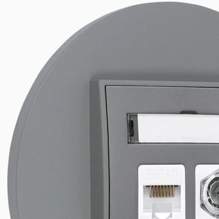 Gniazdo rj45/antenowe z ramką okrągłą seria MINI kolor szary mat
