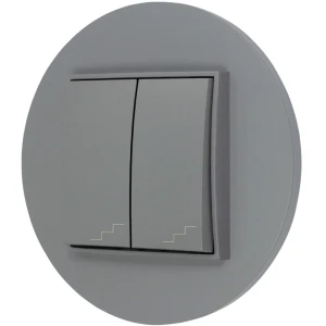 Włącznik schodowy podwójny z ramką okrągłą seria MINI kolor szary mat