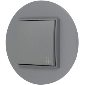 Włącznik krzyżowy z ramką okrągłą seria MINI kolor szary mat