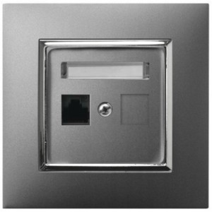 Gniazdo Internetowe Rj45 1X Szary Srebro Ospel Aria