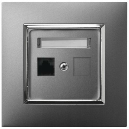 Gniazdo Internetowe Rj45 1X Szary Srebro Ospel Aria