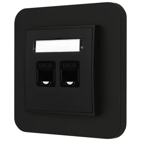 Gniazdo internetowe rj45 2x z ramką zaokrągloną seria MINI kolor czarny