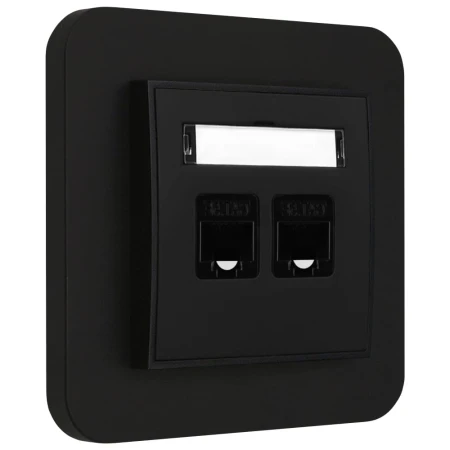 Gniazdo internetowe rj45 2x z ramką zaokrągloną seria MINI kolor czarny