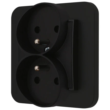 Gniazdo podwójne z ramką zaokrągloną seria MINI kolor czarny