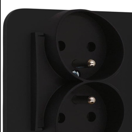 Gniazdo podwójne z ramką zaokrągloną seria MINI kolor czarny