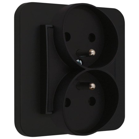Gniazdo podwójne z ramką zaokrągloną seria MINI kolor czarny