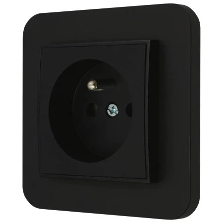 Gniazdo pojedyncze z ramką zaokrągloną seria MINI kolor czarny