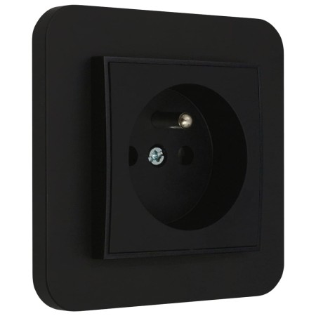 Gniazdo pojedyncze z ramką zaokrągloną seria MINI kolor czarny