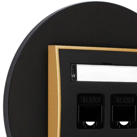 Gniazdo internetowe rj45 2x z ramką okrągłą seria MINI kolor czarny złoty