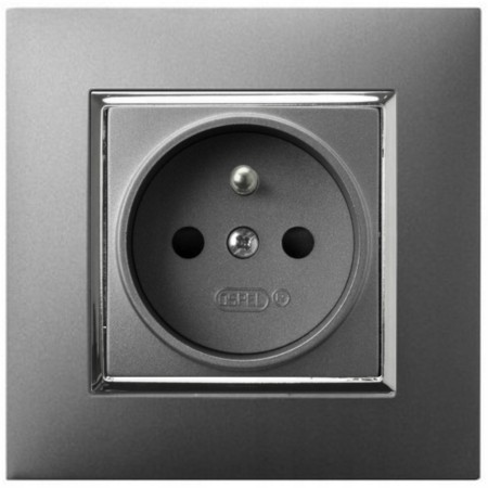 Gniazdo Pojedyncze Gniazdko Kontakt Elektryczny Ospel Ariaszary Srebro