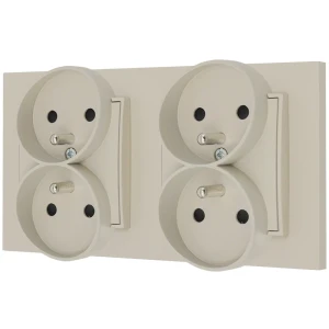 Dwa gniazda podwójne z ramką prostą seria MINI kolor taupe