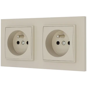 Dwa gniazda pojedyncze z ramką prostą seria MINI kolor taupe