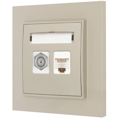 Gniazdo rj45/antenowe z ramką prostą seria MINI kolor taupe